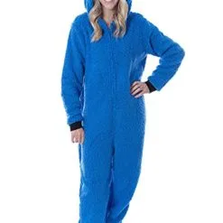 MJC International Adult Cookie Monster Sesame Street Union Suit -SCREAM COSTUMES shop adult cookie monster sherpa sesame street union suit alt 2