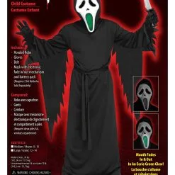 Fun World Light Up Fade Mouth Ghost Face Costume For Kids -SCREAM COSTUMES shop kids light up fade mouth ghost face alt 3